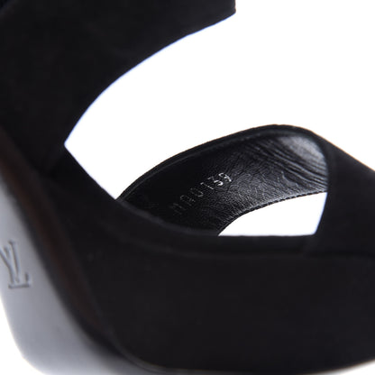 Louis Vuitton Suede Madeleine Platform Sandal 37 Black 9 of 9