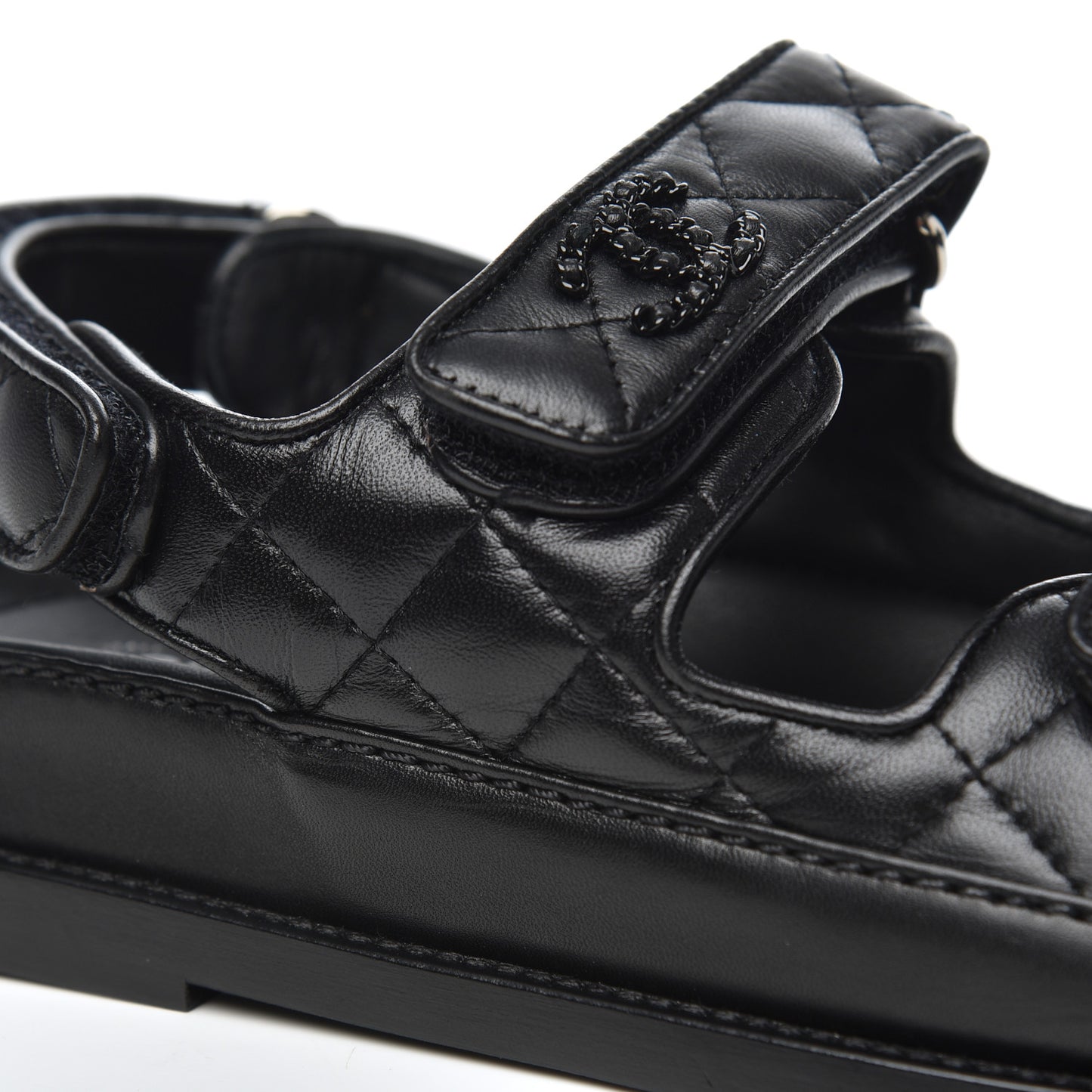 Lambskin Velcro Dad Sandals 36.5 Black