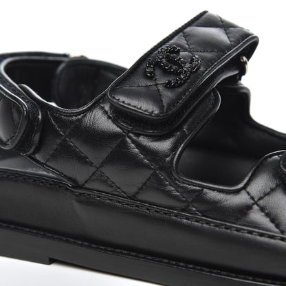 Chanel Lambskin Velcro Dad Sandals 36.5 Black 10 of 17