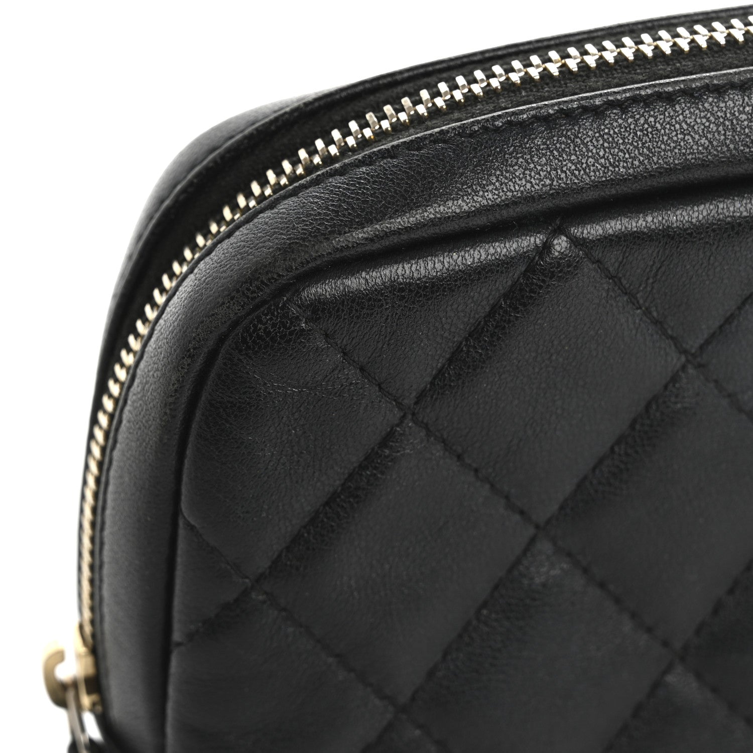 Chanel Lambskin Quilted Small Curvy Pouch Cosmetic Case Black 13 of 13