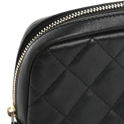Chanel Lambskin Quilted Small Curvy Pouch Cosmetic Case Black 13 of 13