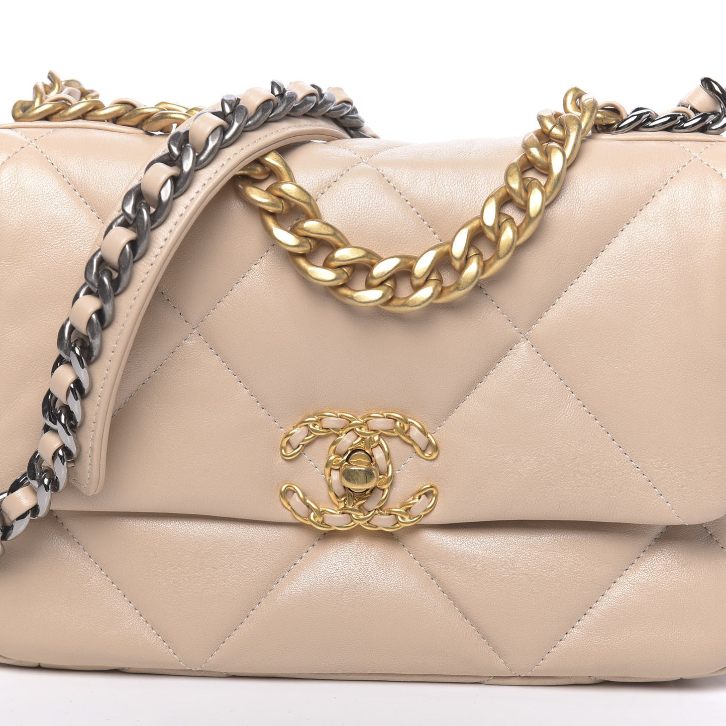 Lambskin Quilted Medium 19 Flap Beige