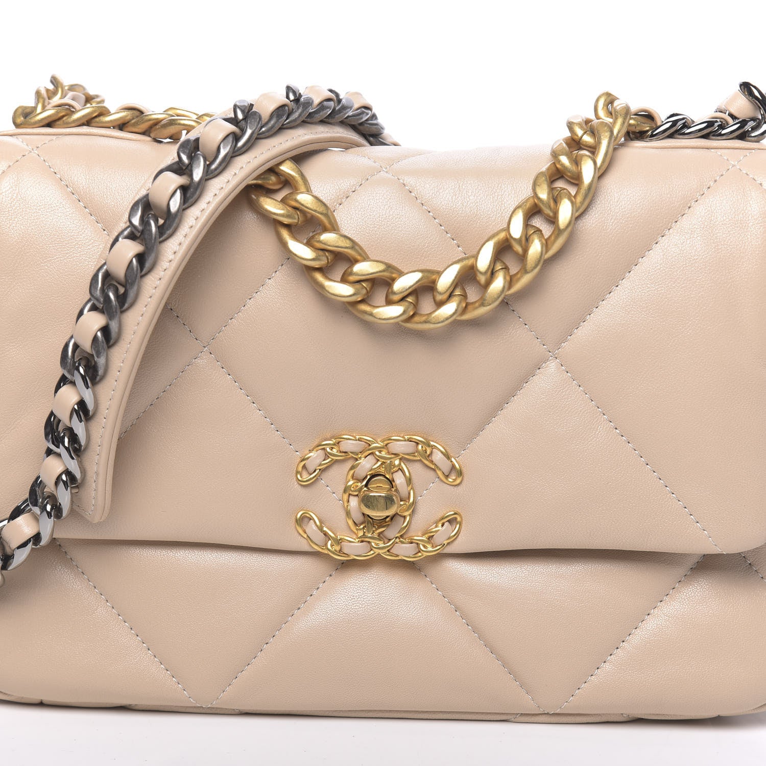 Chanel Lambskin Quilted Medium 19 Flap Beige 10 of 11