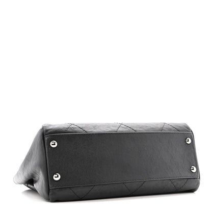 Chanel Washed Calfskin Diamond Stitch Hamptons Shopping Tote Black 4 of 14