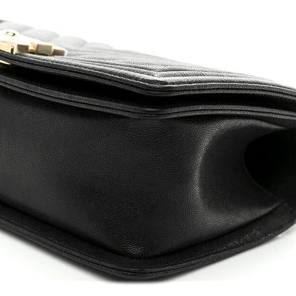 Chanel Caviar Chevron Quilted Medium Boy Flap Black 10 of 10