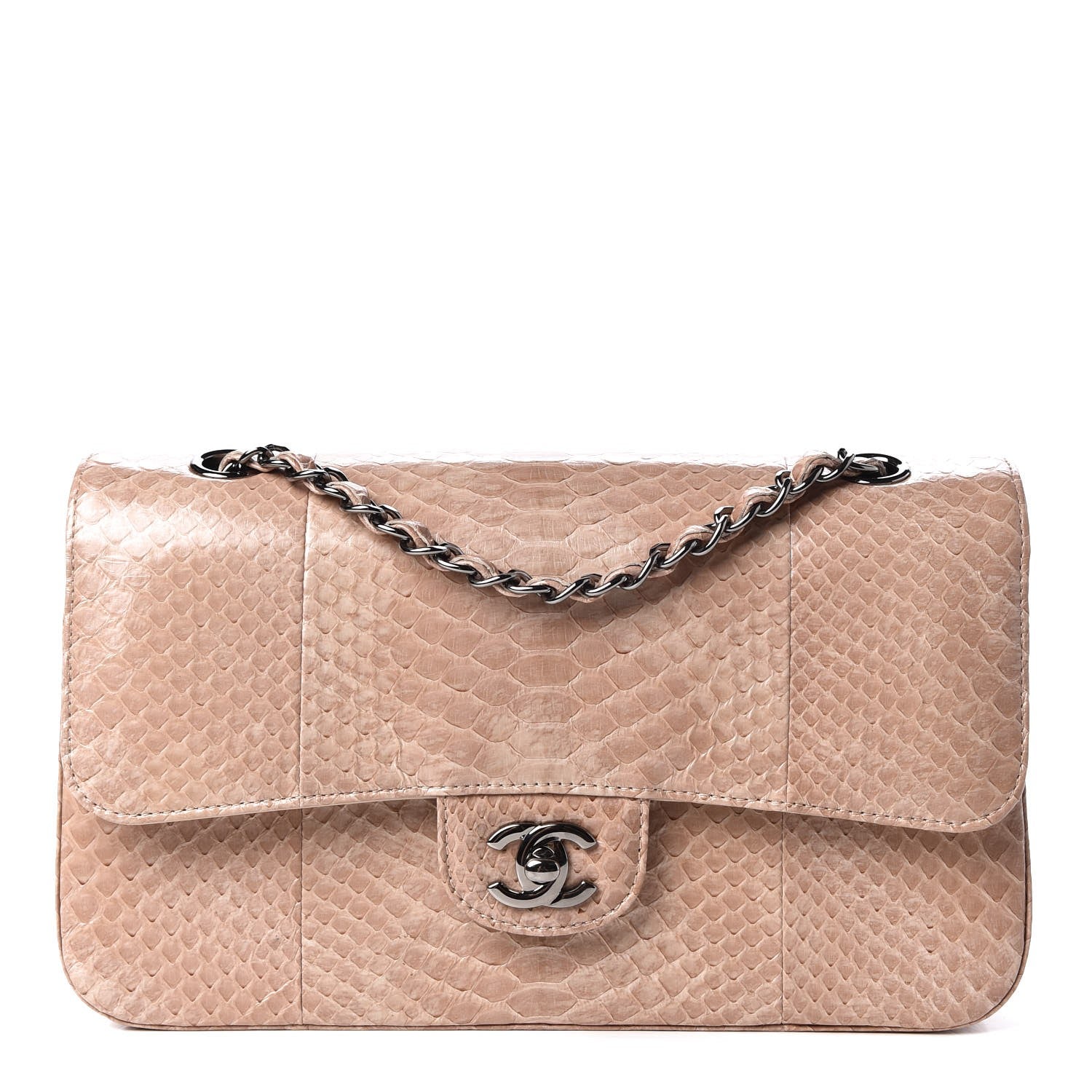Chanel Python Medium Double Flap Pink 1 of 8