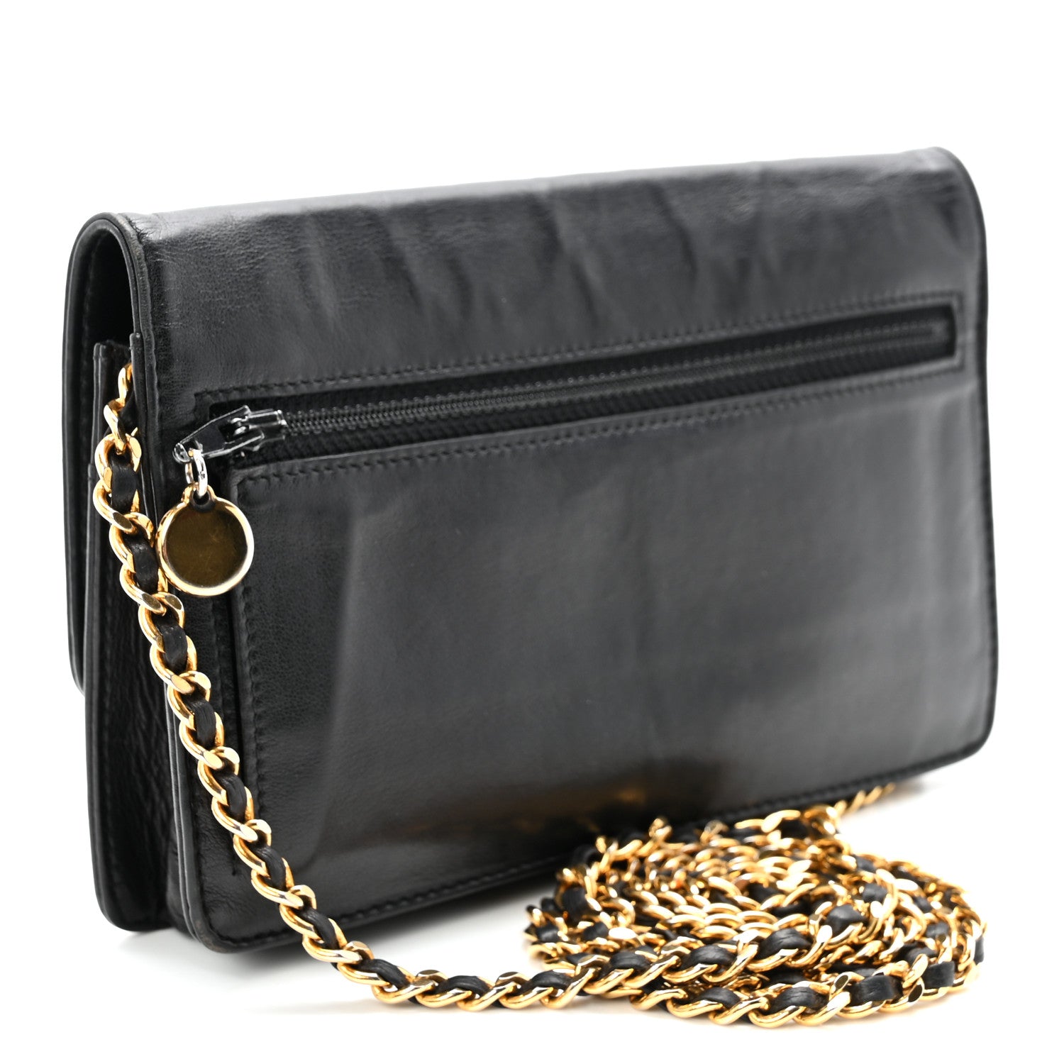 Chanel Lambskin Timeless CC Wallet On Chain WOC Black 3 of 11