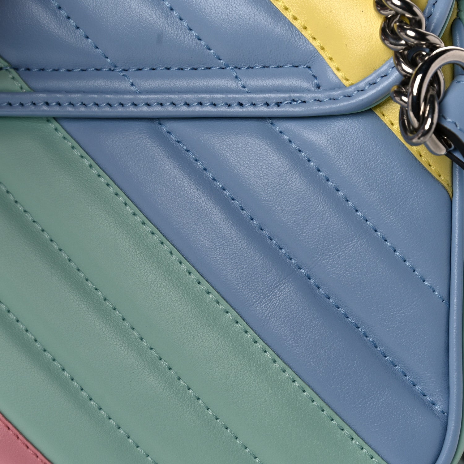 Gucci Calfskin Matelasse Diagonal Small GG Marmont Shoulder Bag Multicolor Pastel 13 of 13