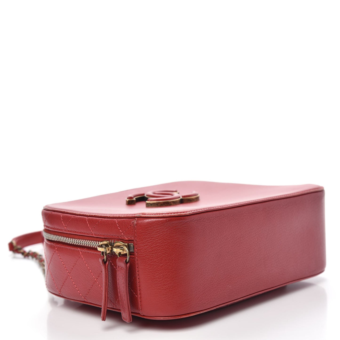 Shiny Calfskin Goatskin Quilted Coco Curve Vanity Red