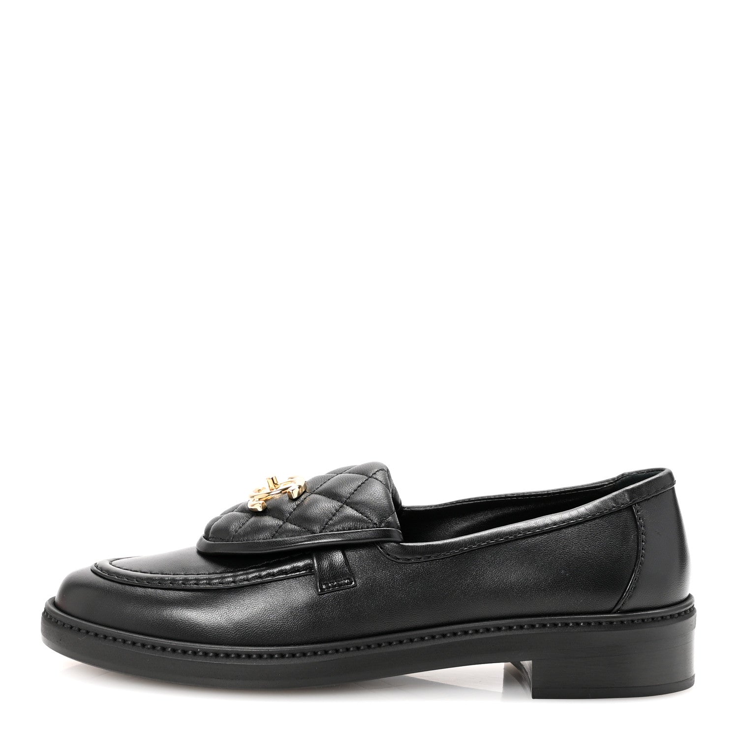 Chanel Crumpled Lambskin Quilted CC Turnlock Loafers 38.5 Black 1 of 10