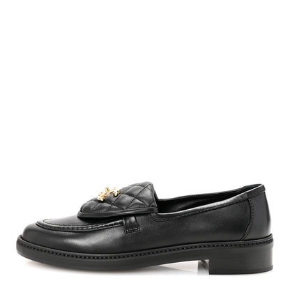 Chanel Crumpled Lambskin Quilted CC Turnlock Loafers 38.5 Black 1 of 10