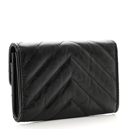 Chanel Aged Calfskin Chevron Quilted Reissue Card Holder Wallet So Black 3 of 8