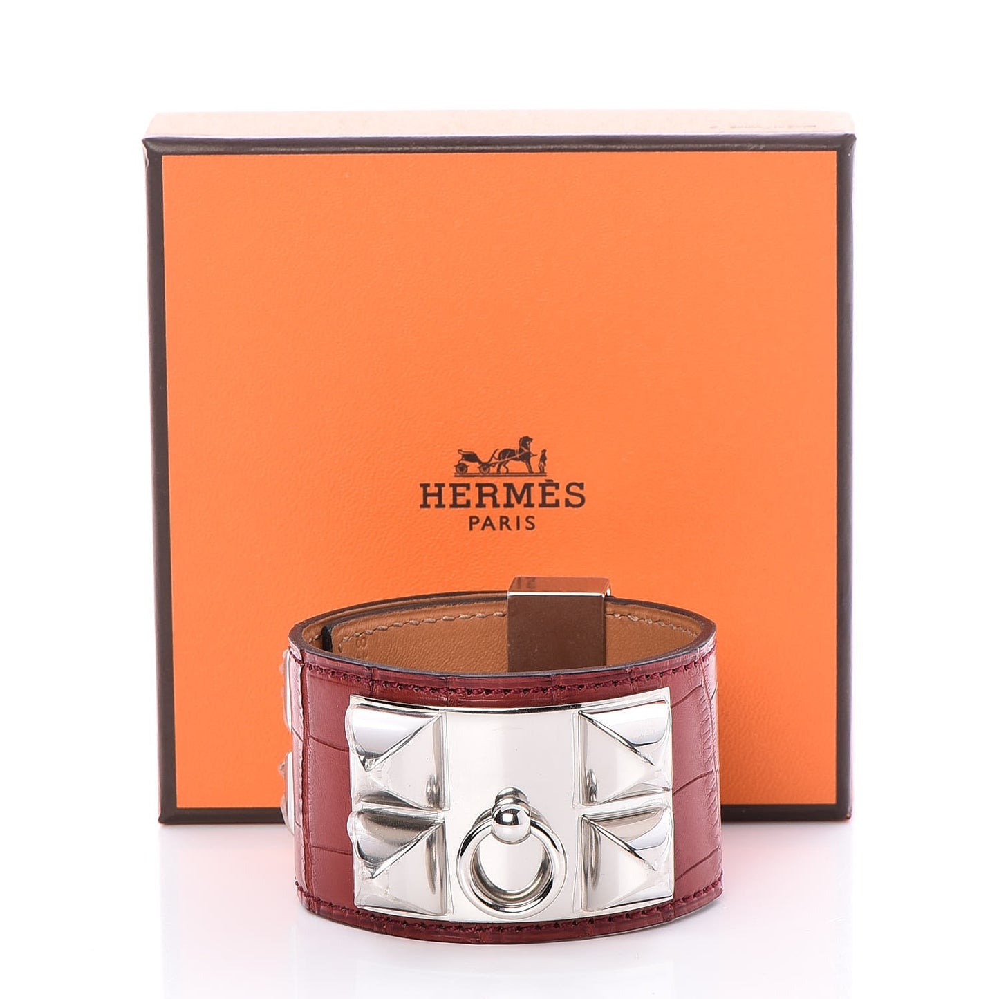 Matte Alligator Collier De Chien CDC Bracelet S Rouge H