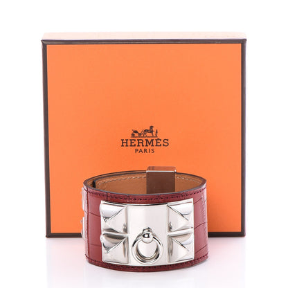 Hermes Matte Alligator Collier De Chien CDC Bracelet S Rouge H 7 of 7