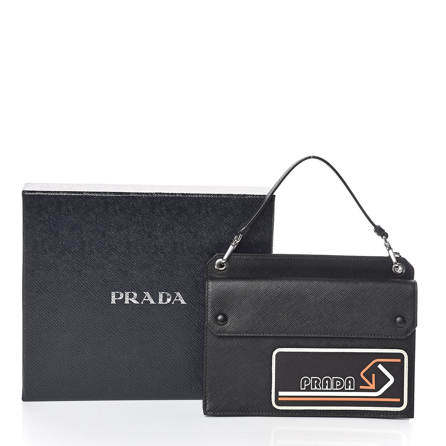 Saffiano City Logo Crossbody Wallet Black