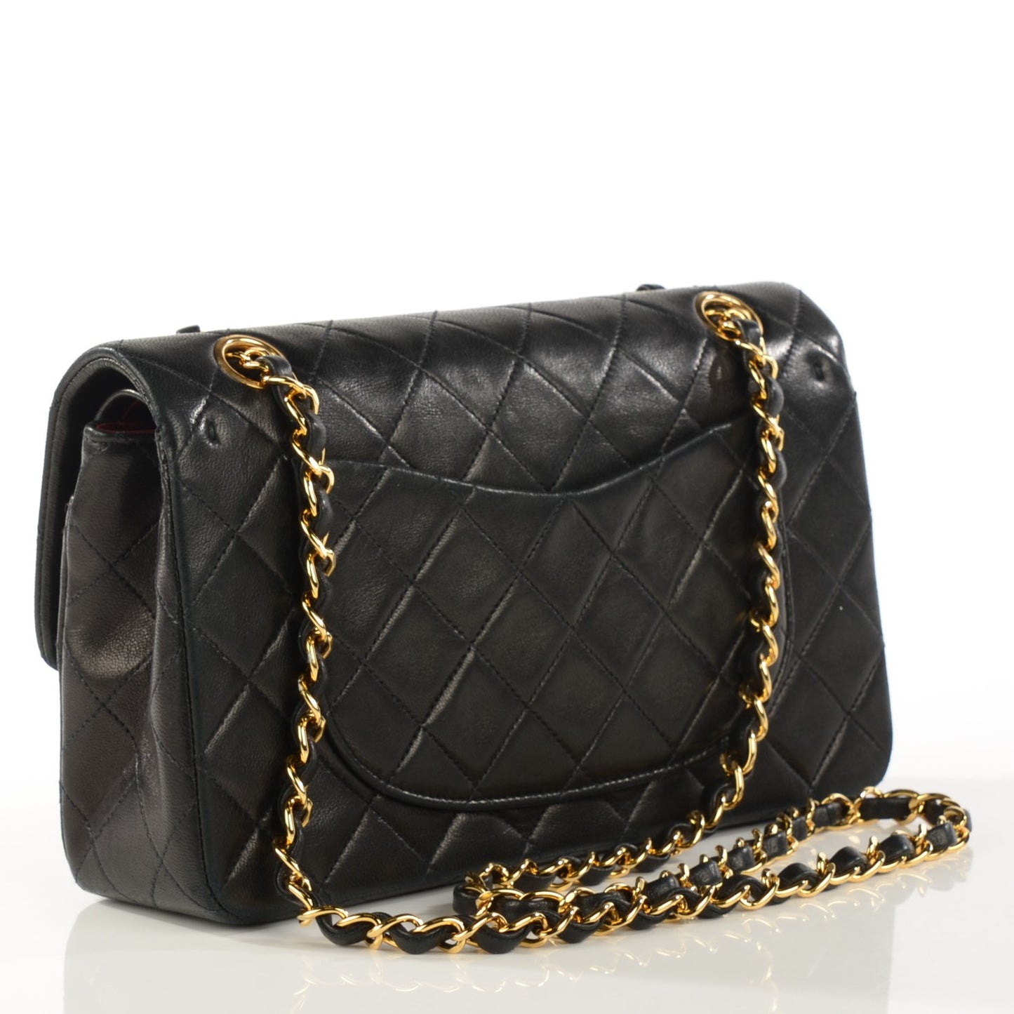 Lambskin Quilted Small Double Flap Black