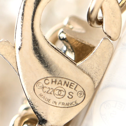 Chanel Metal Crystal Logo Choker Necklace Gold 6 of 7