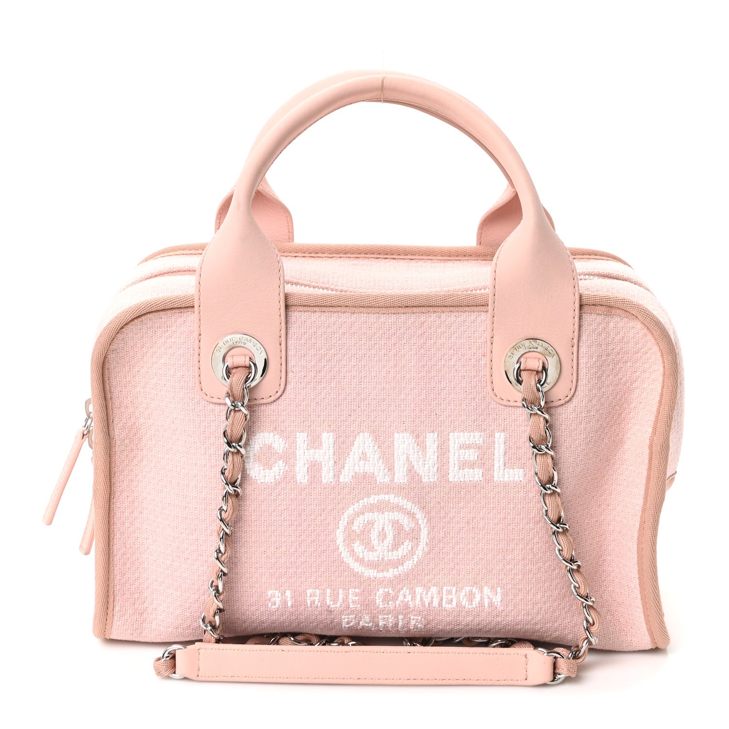Chanel Canvas Deauville Small Bowling Bag Light Pink Light Pink 1 of 10