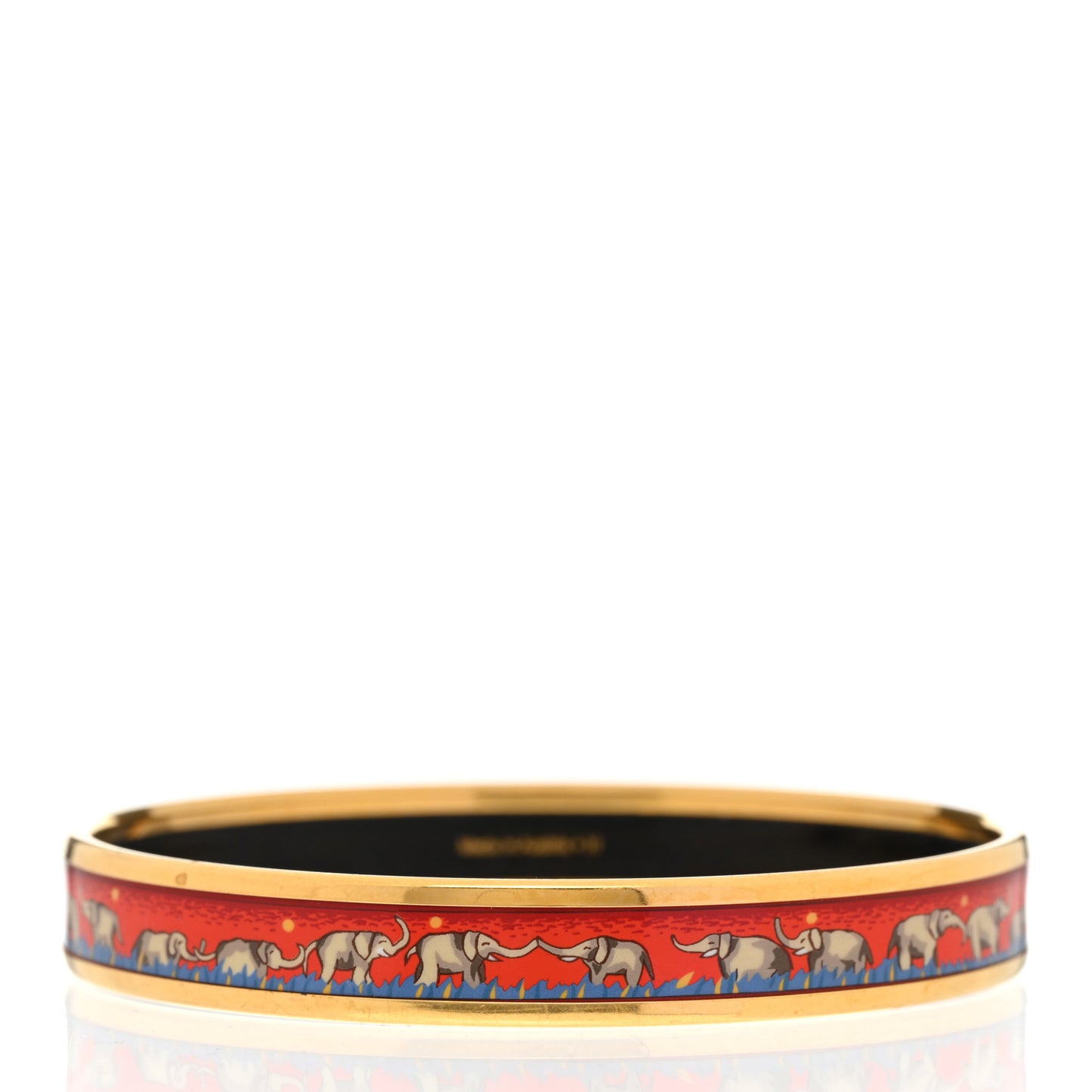 Enamel Printed Elephants Grazing Narrow Bracelet