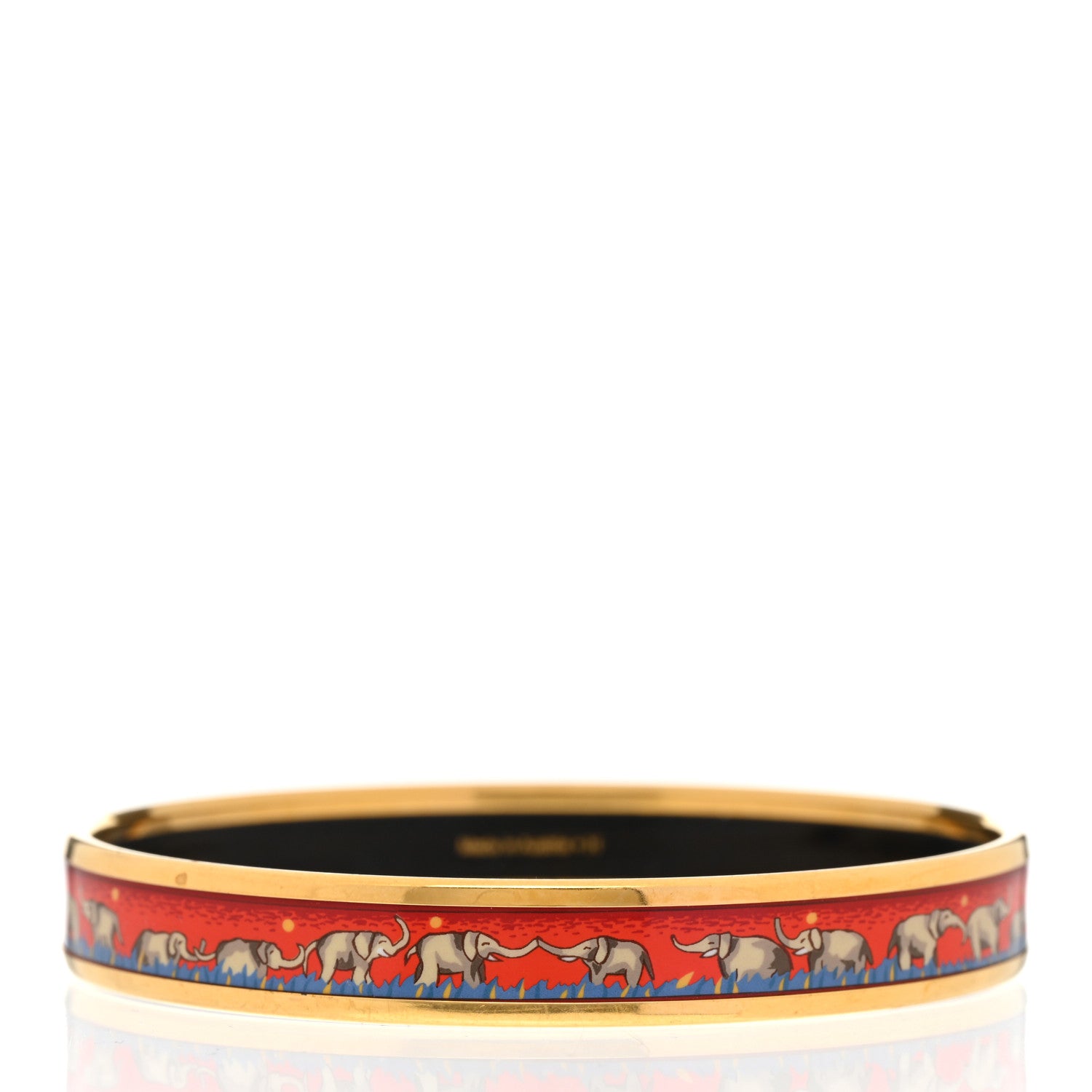 Hermes Enamel Printed Elephants Grazing Narrow Bracelet 3 of 6