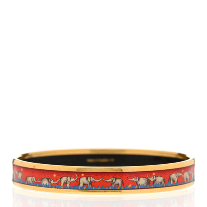 Hermes Enamel Printed Elephants Grazing Narrow Bracelet 3 of 6
