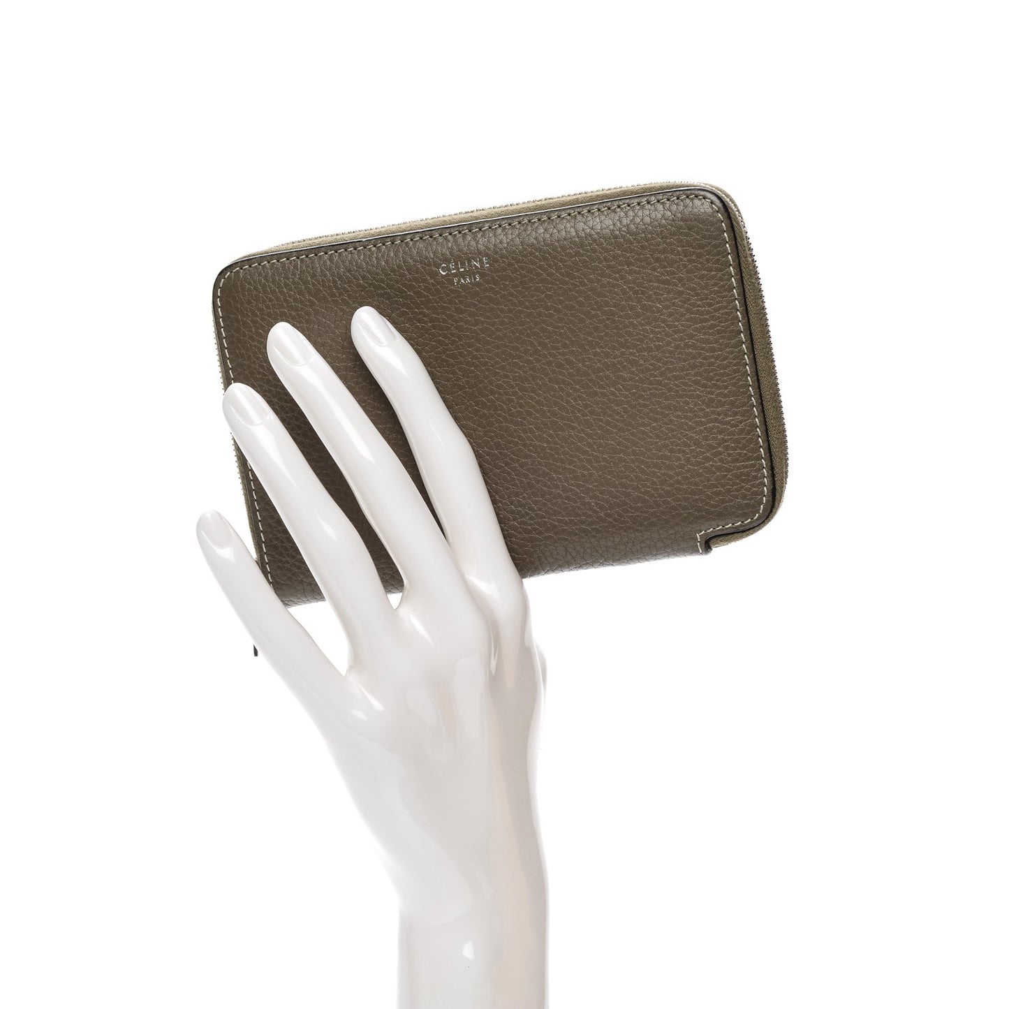 Drummed Calfskin Zip Around Multifunction Wallet Souris