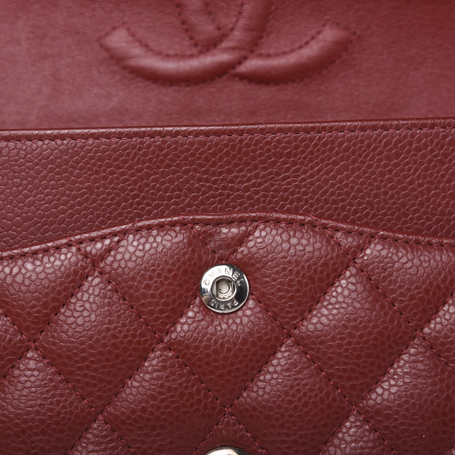 Chanel Caviar Quilted Medium Double Flap Dark Red 14 of 16