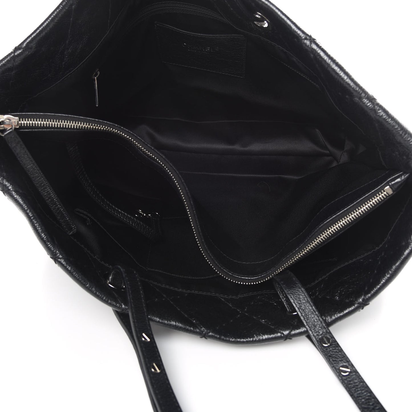 Glazed Calfskin Large On The Road Tote Black