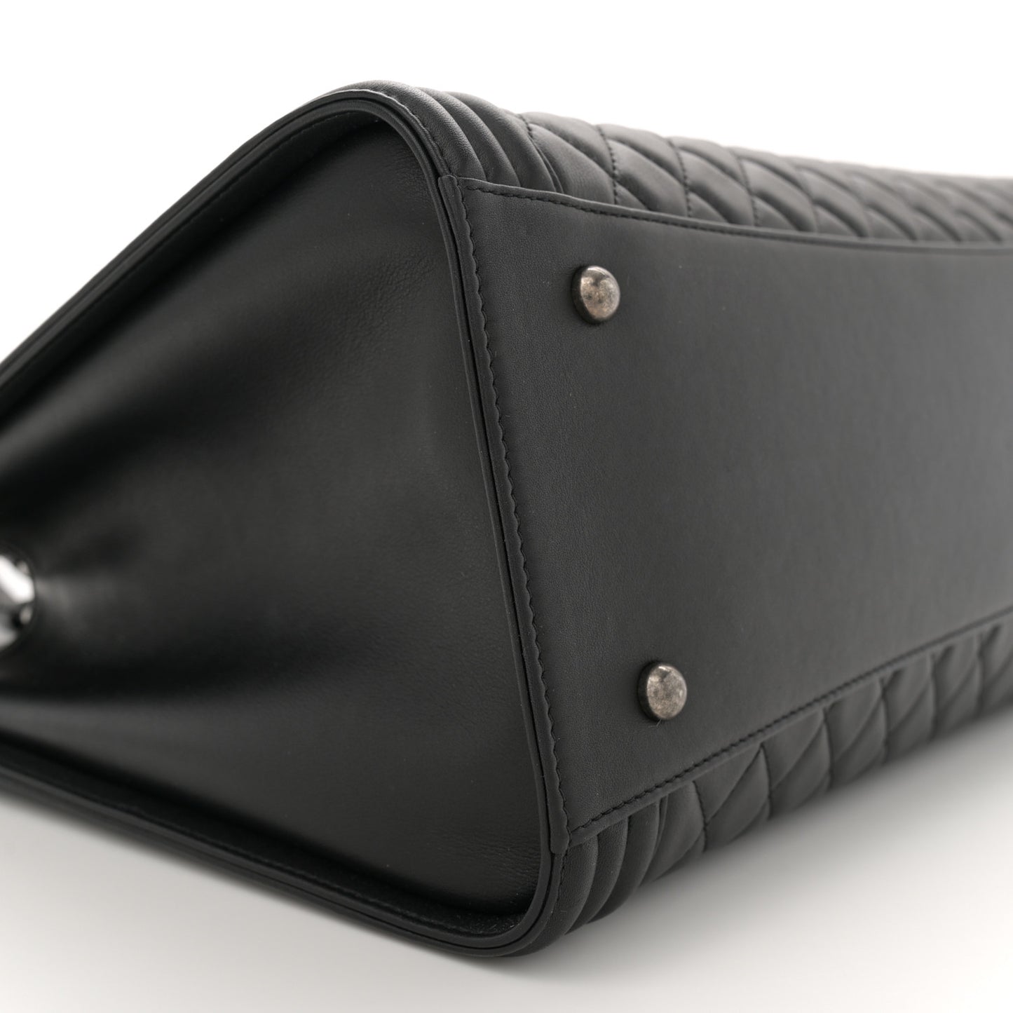 Calfskin Quilted Boy Shopping Tote Black