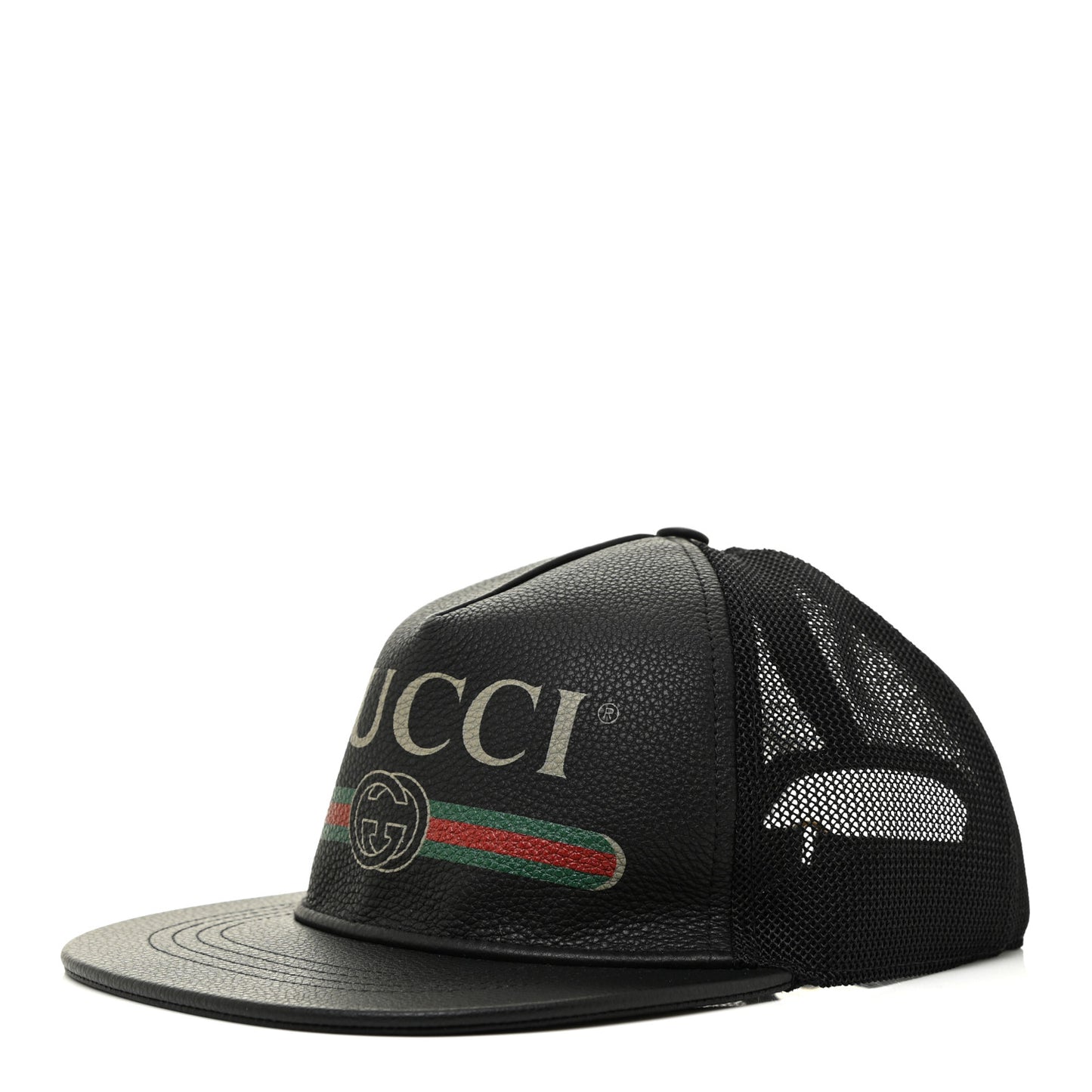 Grained Calfskin Logo Baseball Hat L Black