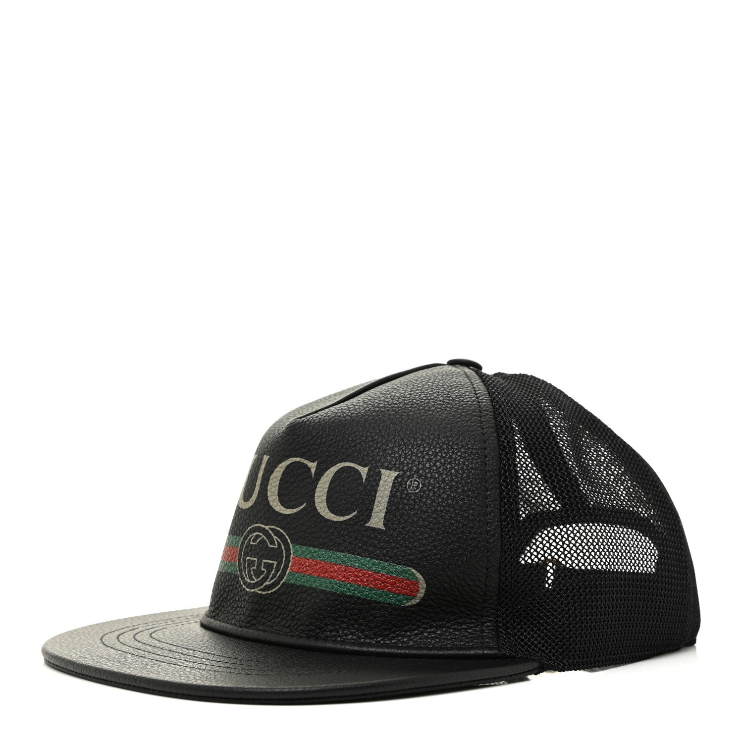 Gucci Grained Calfskin Logo Baseball Hat L Black 1 of 6