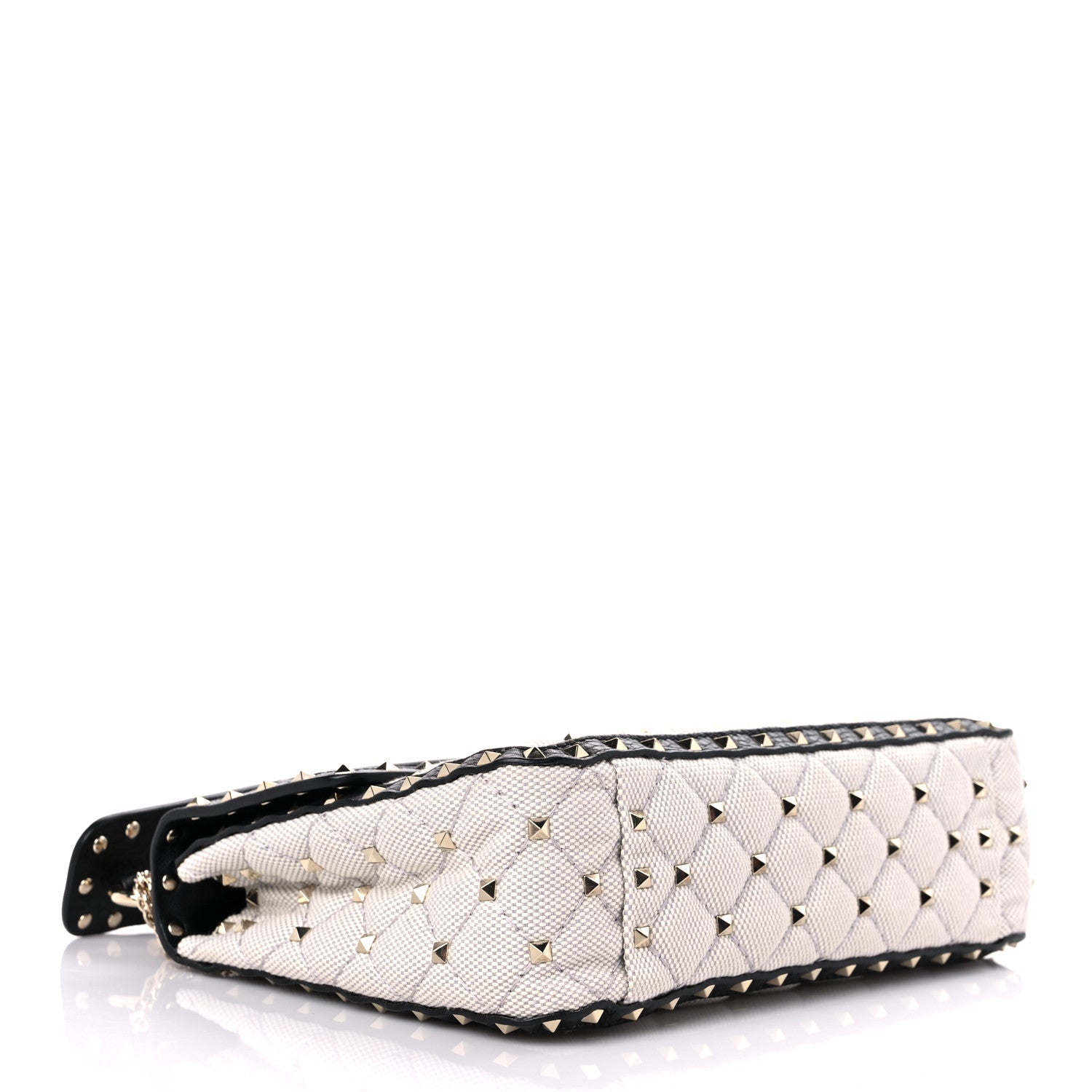 Valentino Garavani Canvas Medium Rockstud Spike Shoulder Bag Ivory 4 of 13