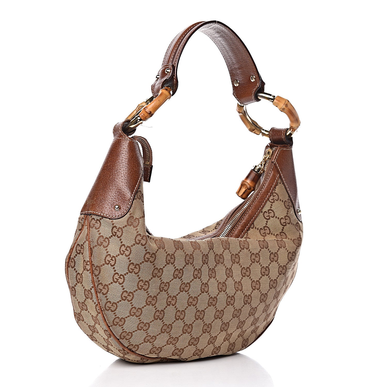 Gucci Monogram Bamboo Ring Hobo Brown 3 of 17