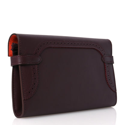 Hermes Swift Ghillies Kelly Longue Wallet Bordeaux Orange Poppy 3 of 15