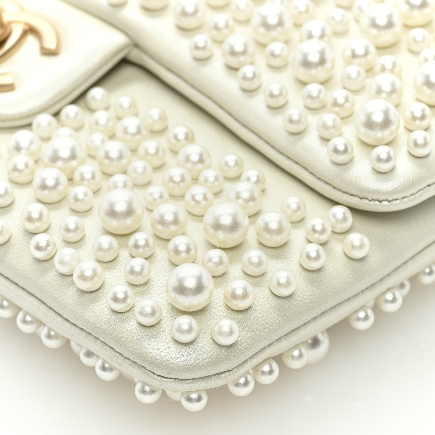 Lambskin Pearls Flap White
