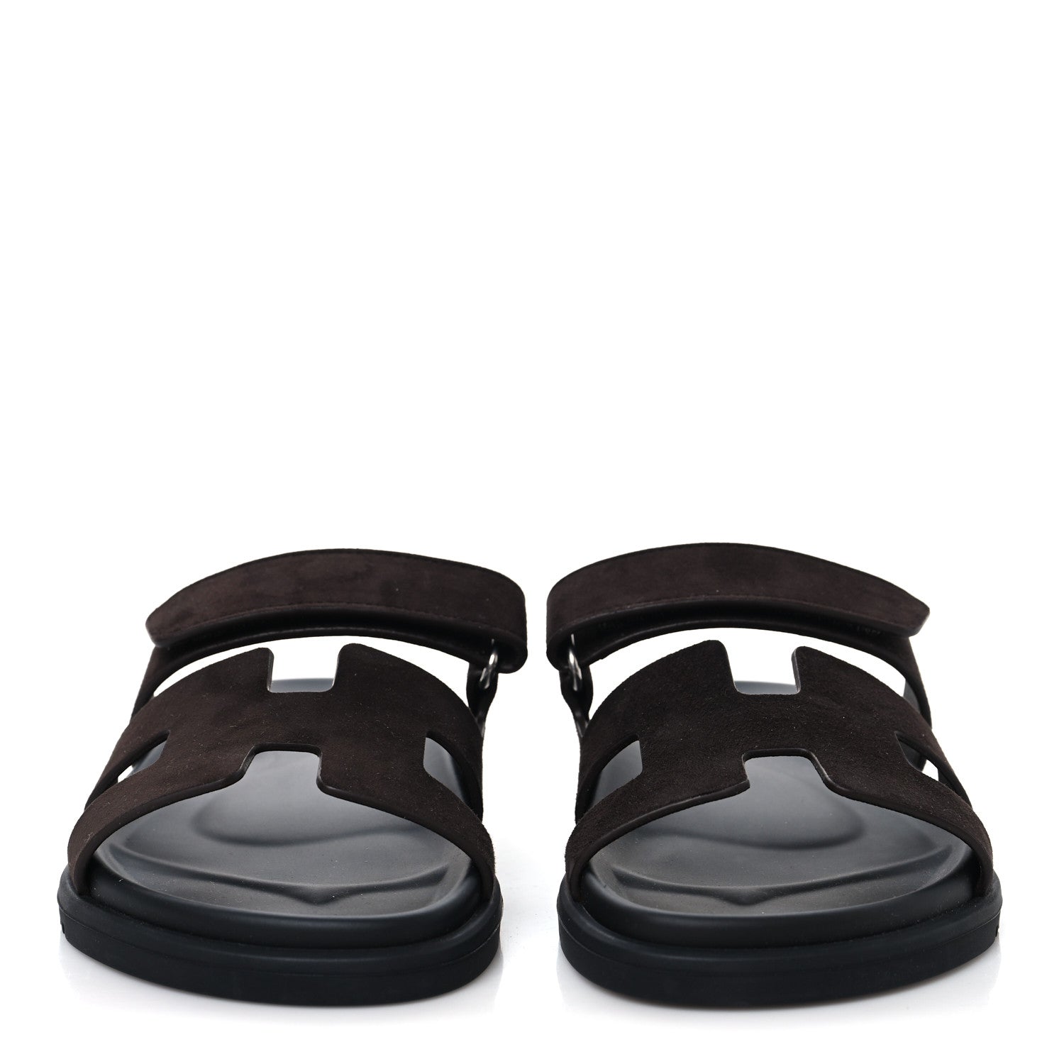 Hermes Suede Goatskin Womens Chypre Sandals 37 Marron Ebene 3 of 10