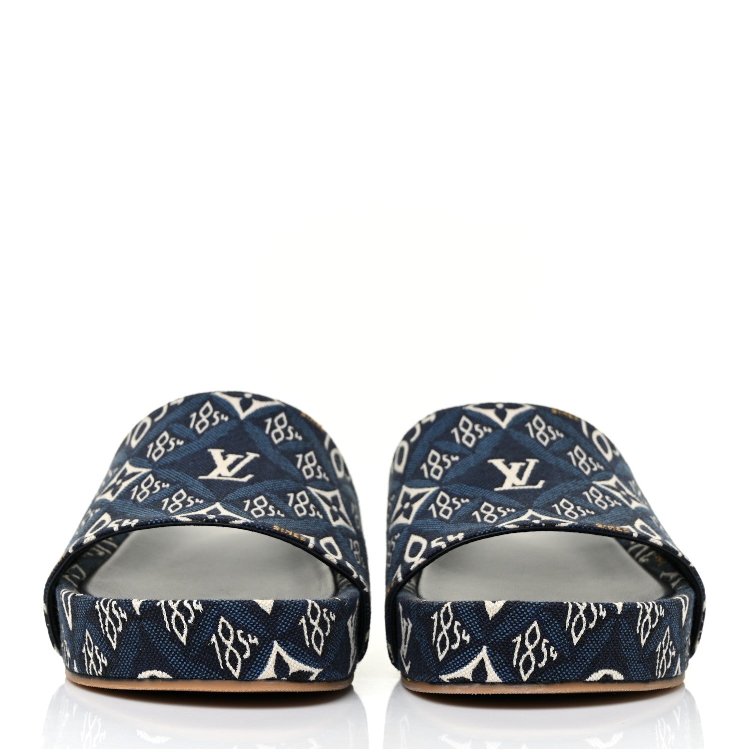 Louis Vuitton Canvas Since 1854 Jumbo Flatform Mule Sandals 37.5 Blue 2 of 8
