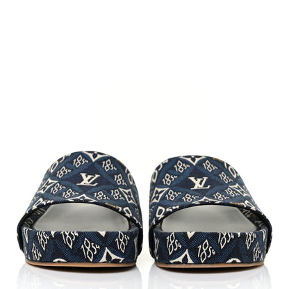 Louis Vuitton Canvas Since 1854 Jumbo Flatform Mule Sandals 37.5 Blue 2 of 8