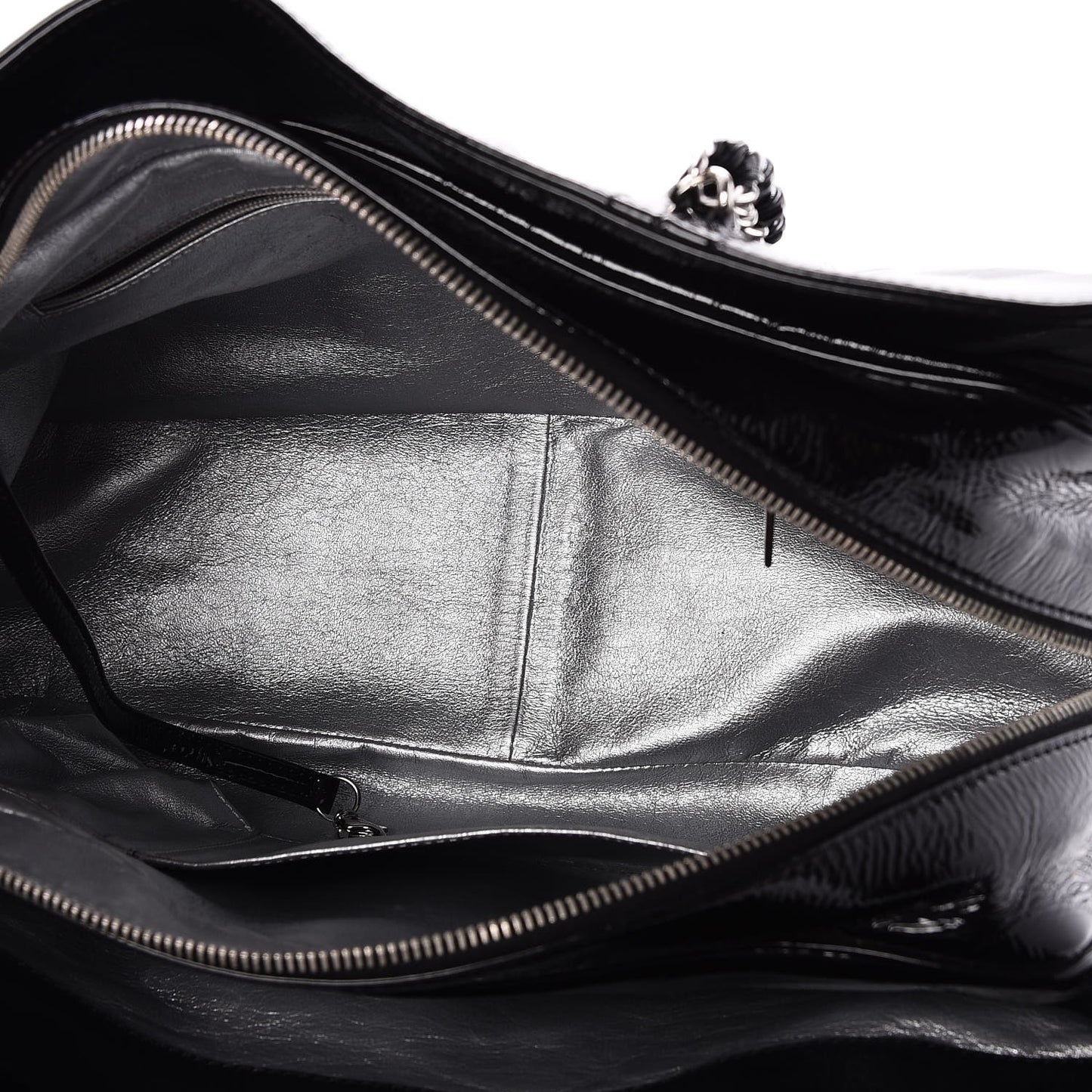 Patent Calfskin Large Luxe Ligne Tote Black