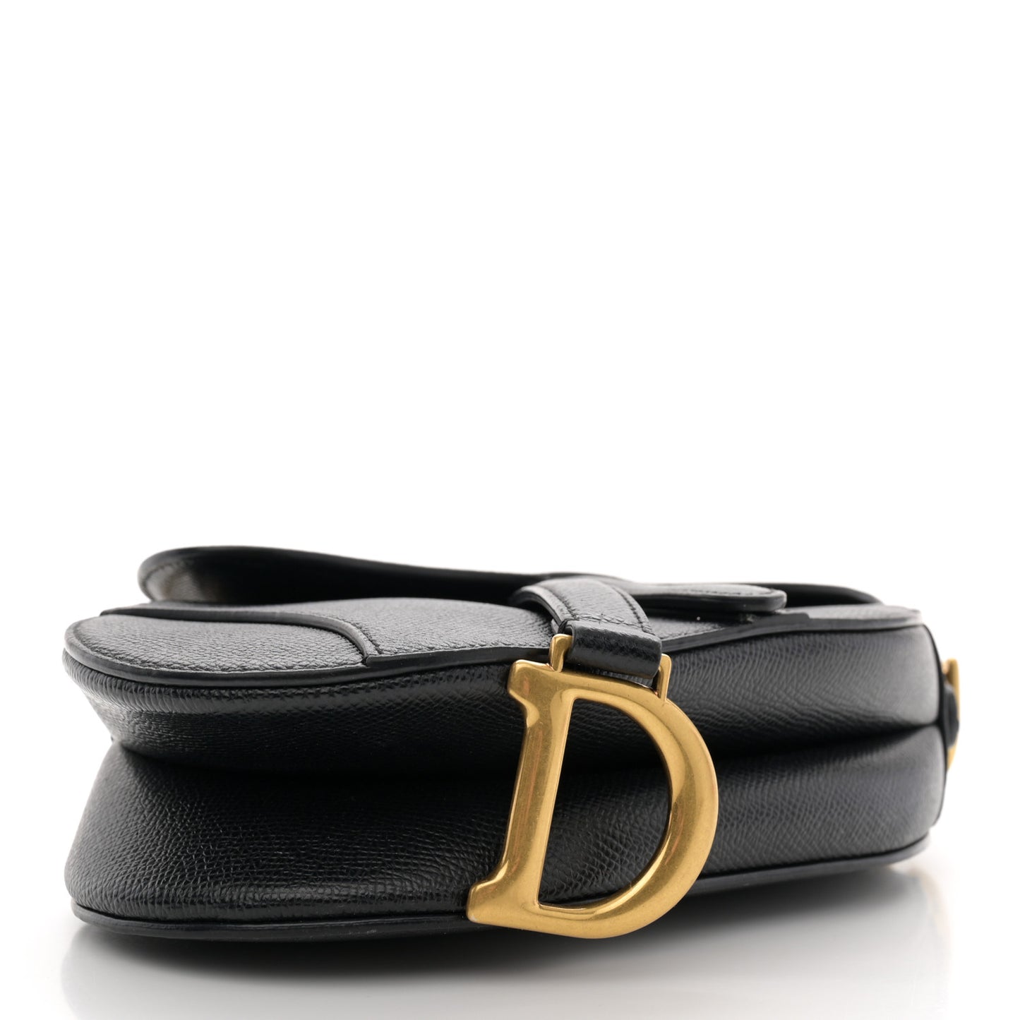 Grained Calfskin Mini Saddle Bag Black