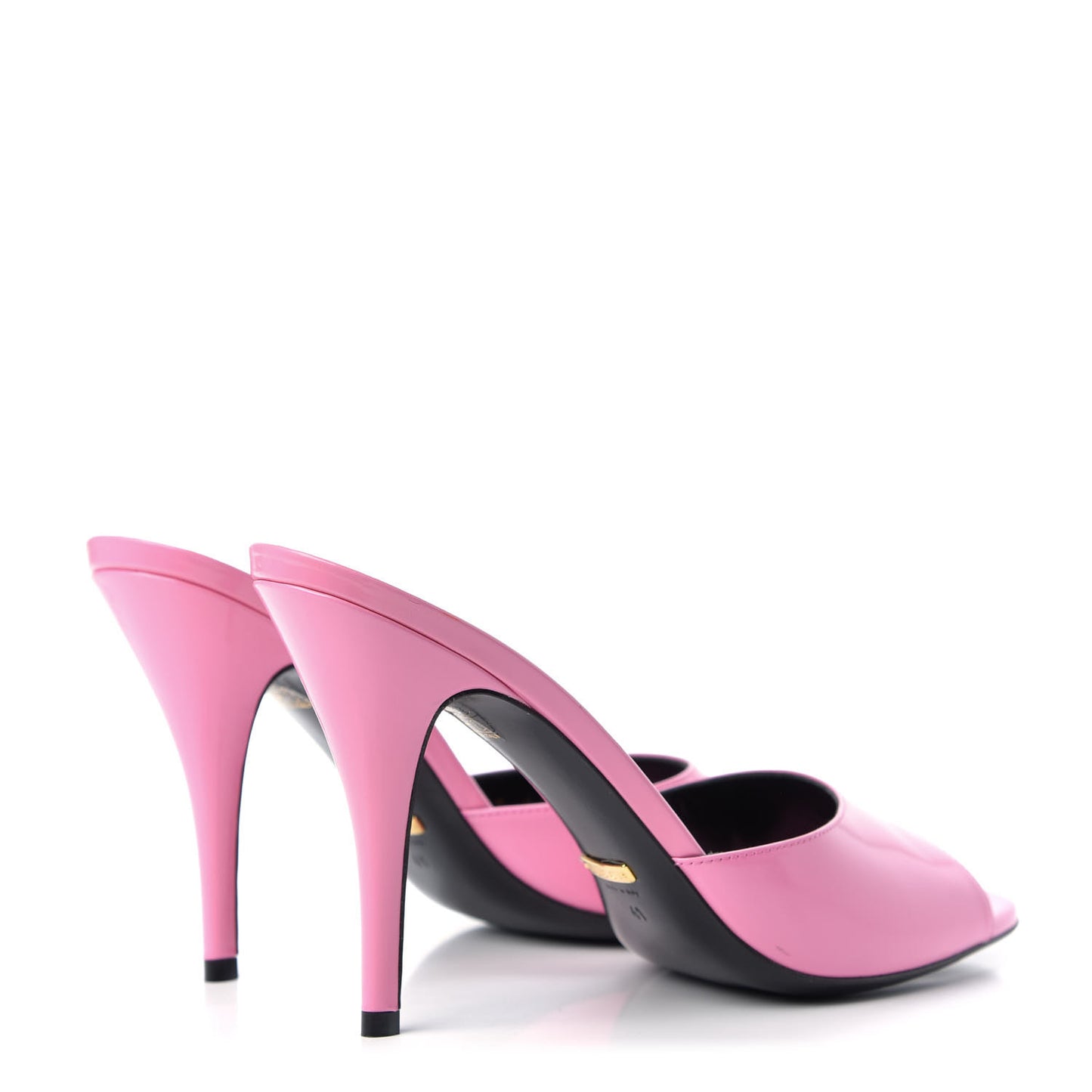 Polished Calfskin Scarlet Mid Heel Slide Sandals 41 Pink Plexi