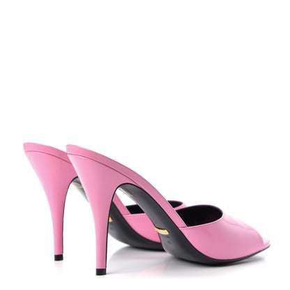 Gucci Polished Calfskin Scarlet Mid Heel Slide Sandals 41 Pink Plexi 4 of 11