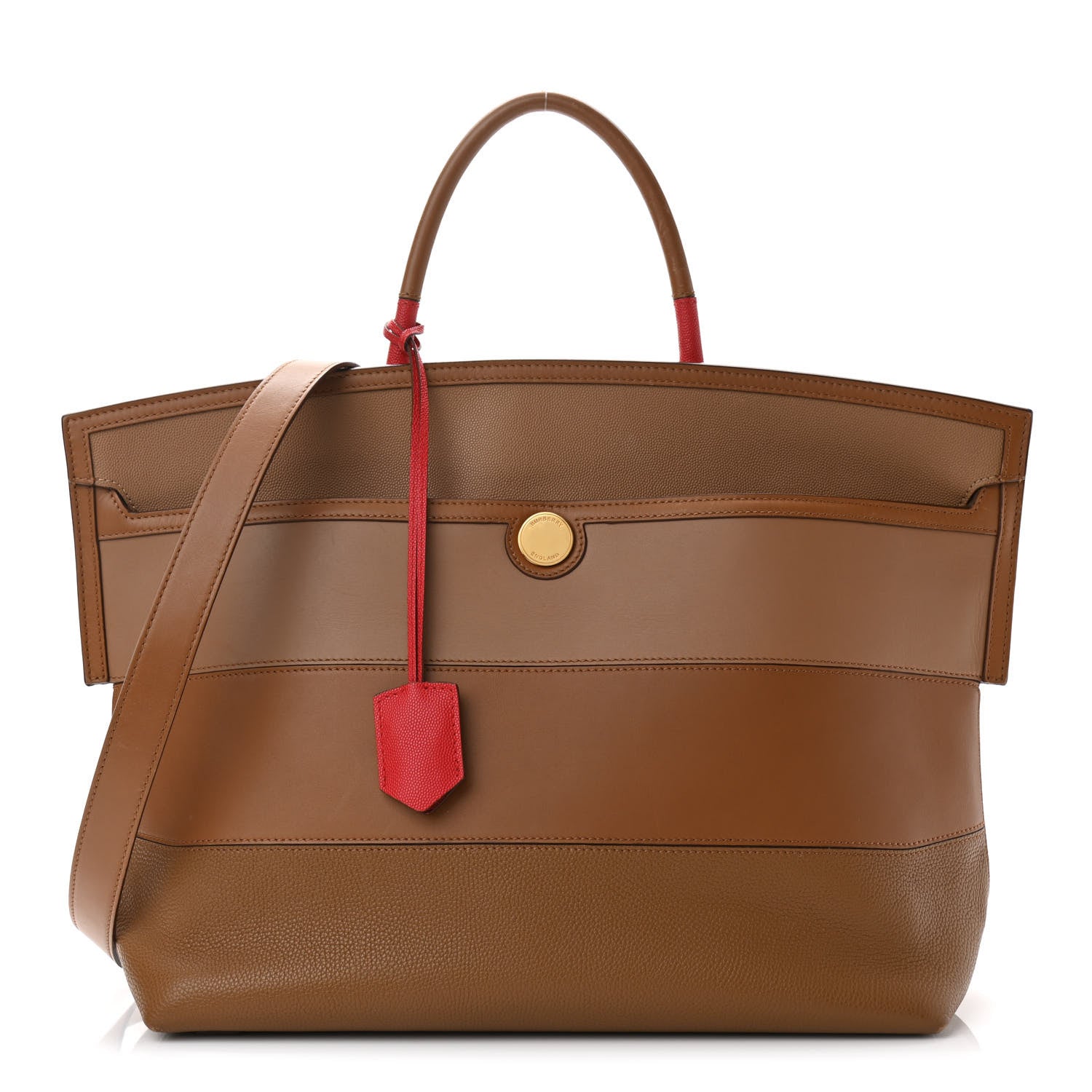 Burberry Calfskin Medium Society Top Handle Tote Tan 1 of 12
