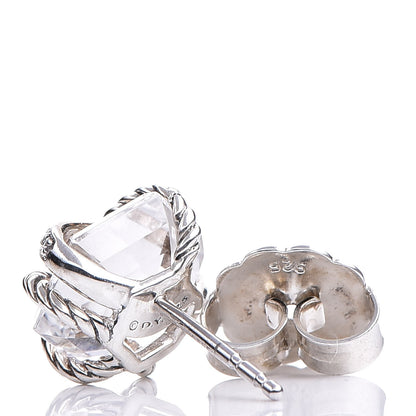 David Yurman Sterling Silver Diamond Crystal 10mm Cable Wrap Earrings 5 of 5