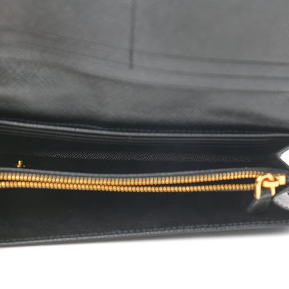 Prada Saffiano Metal Continental Flap Wallet Black 5 of 7