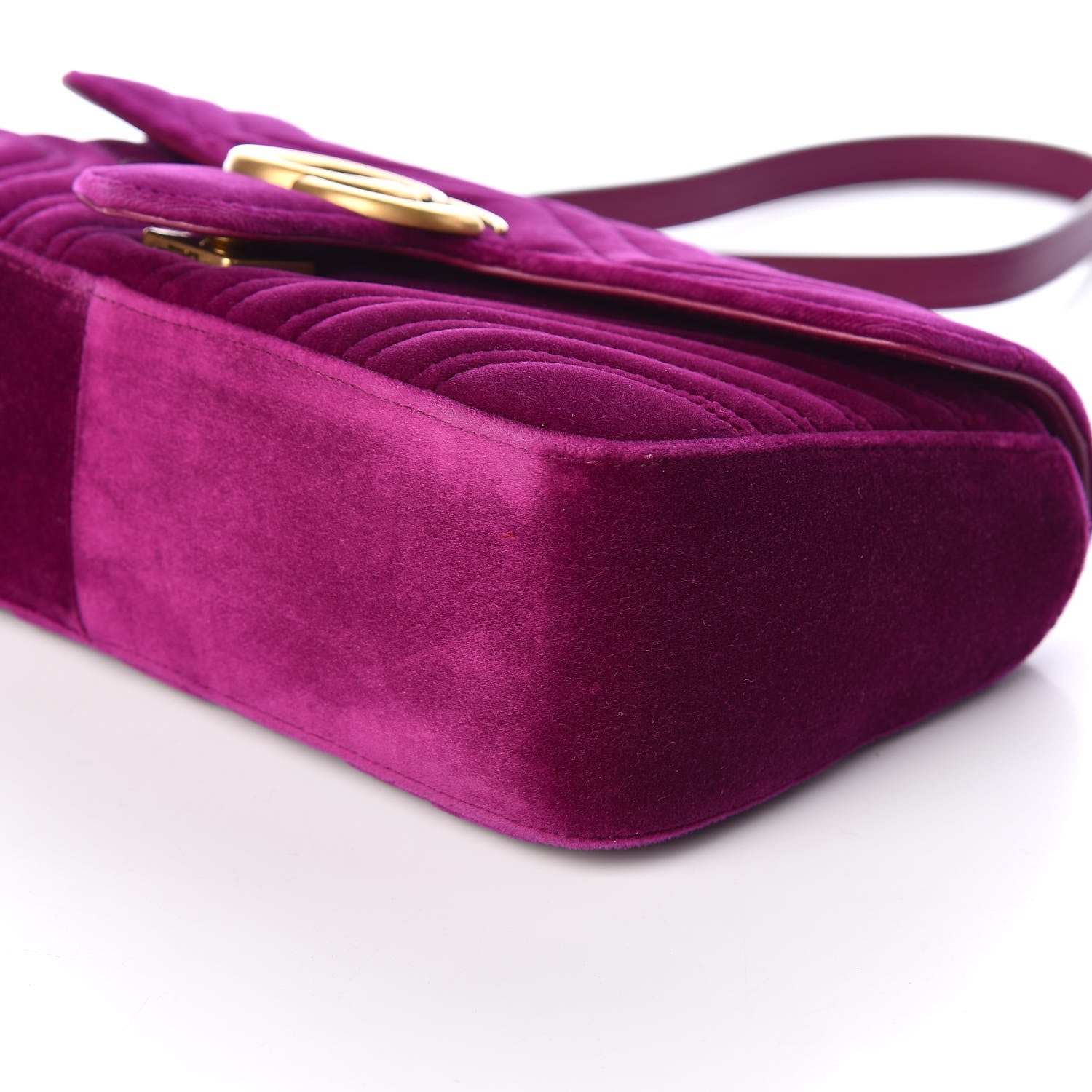 Gucci Velvet Matelasse Small GG Marmont Shoulder Bag Fuchsia Violet Cyclamen 9 of 9