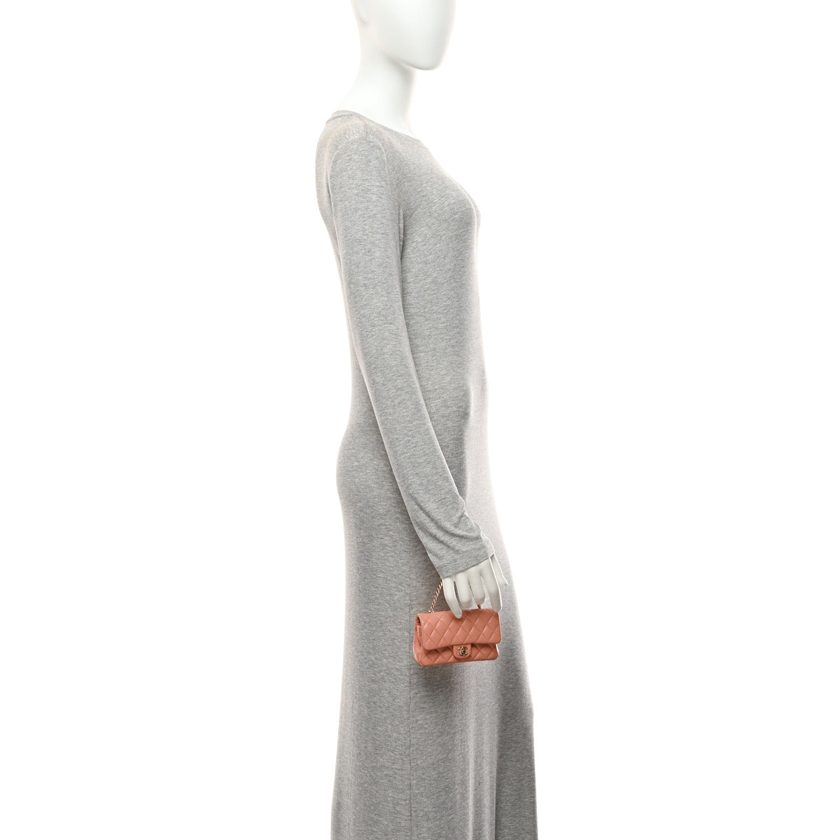 Lambskin Quilted Mini Flap Bag Charm With Hook Coral