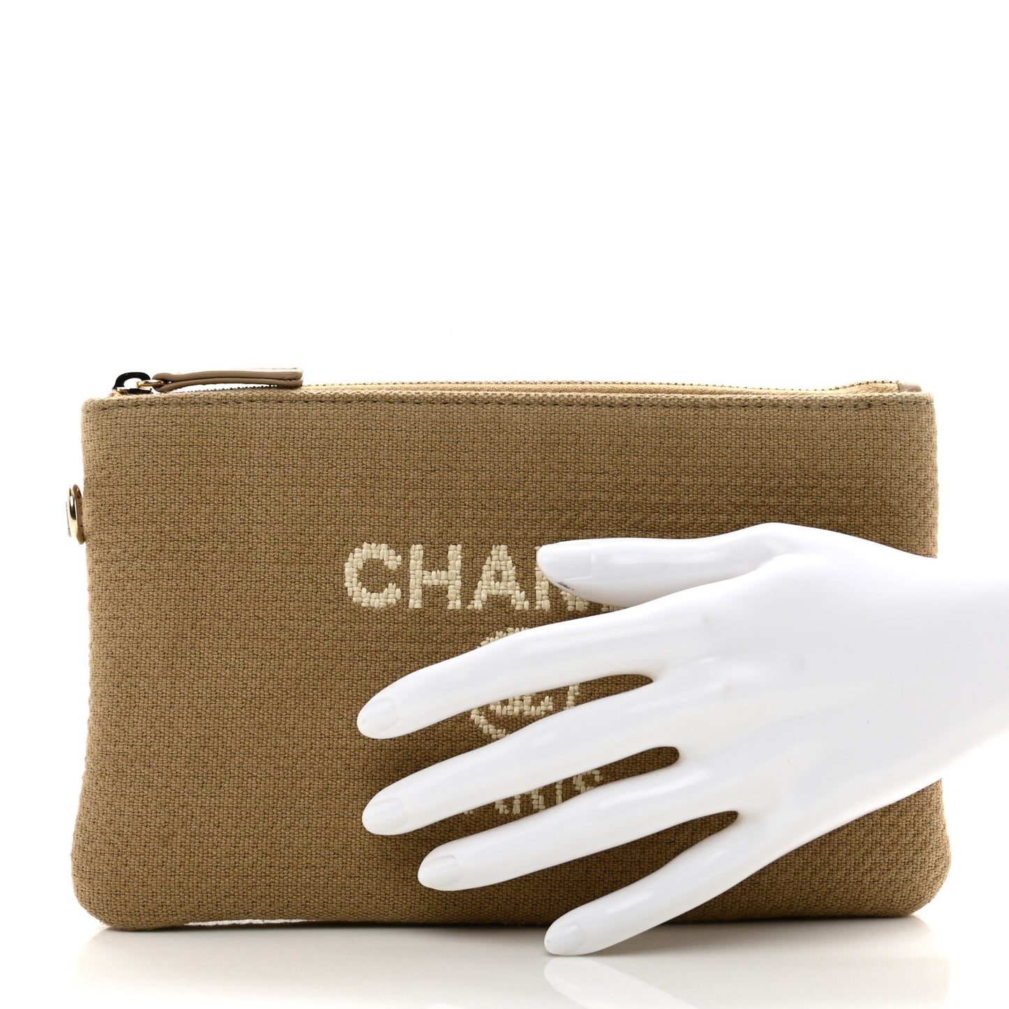 Mixed Fibers Small Deauville Pouch Beige