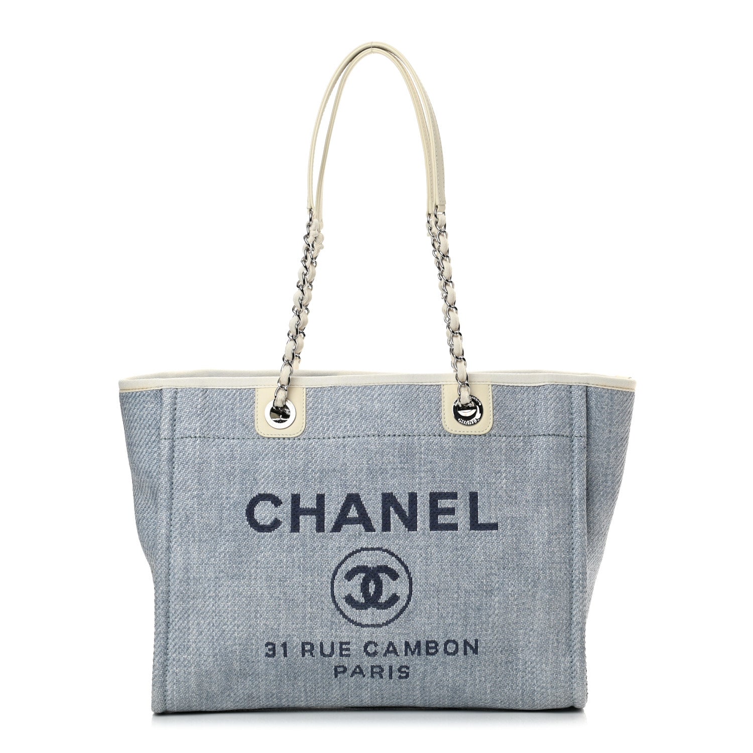 Chanel Canvas Small Deauville Tote Denim Blue 1 of 10