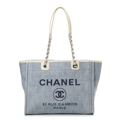 Chanel Canvas Small Deauville Tote Denim Blue 1 of 10